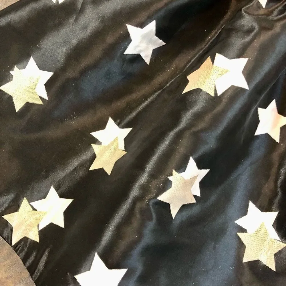 Gymboree Girl’s Black Dress Silver Gold Star with Sparkles Size 5